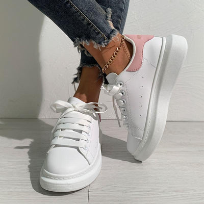 Colorblock Breathable Lace-up Platform Sneakers - Cherrybetty