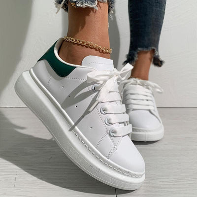 Colorblock Breathable Lace-up Platform Sneakers - Cherrybetty