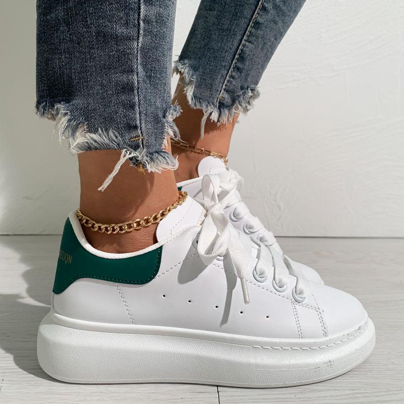 Colorblock Breathable Lace-up Platform Sneakers - Cherrybetty