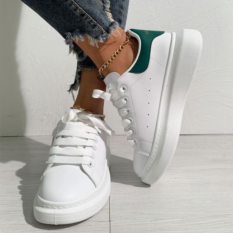 Colorblock Breathable Lace-up Platform Sneakers - Cherrybetty