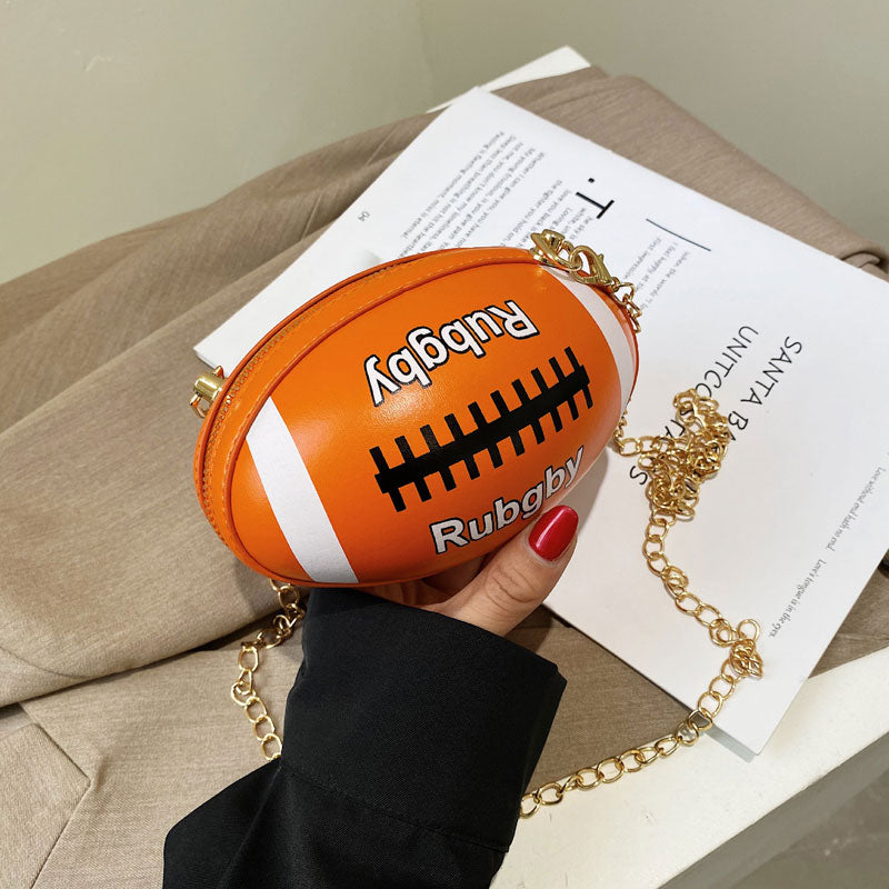 Rugby Ball Shaped Chain Strap Bag