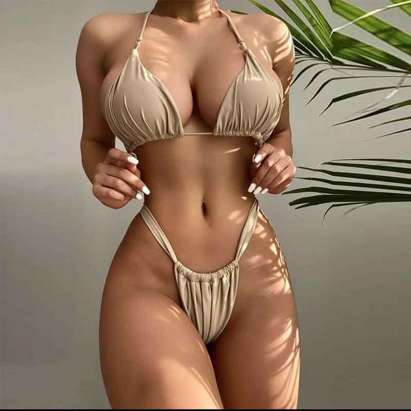 Solid Halter 2PCS Bikini Set