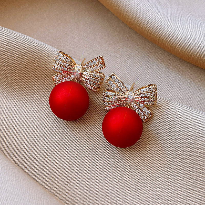 Rhinestone Bowknot Decoration Earrings