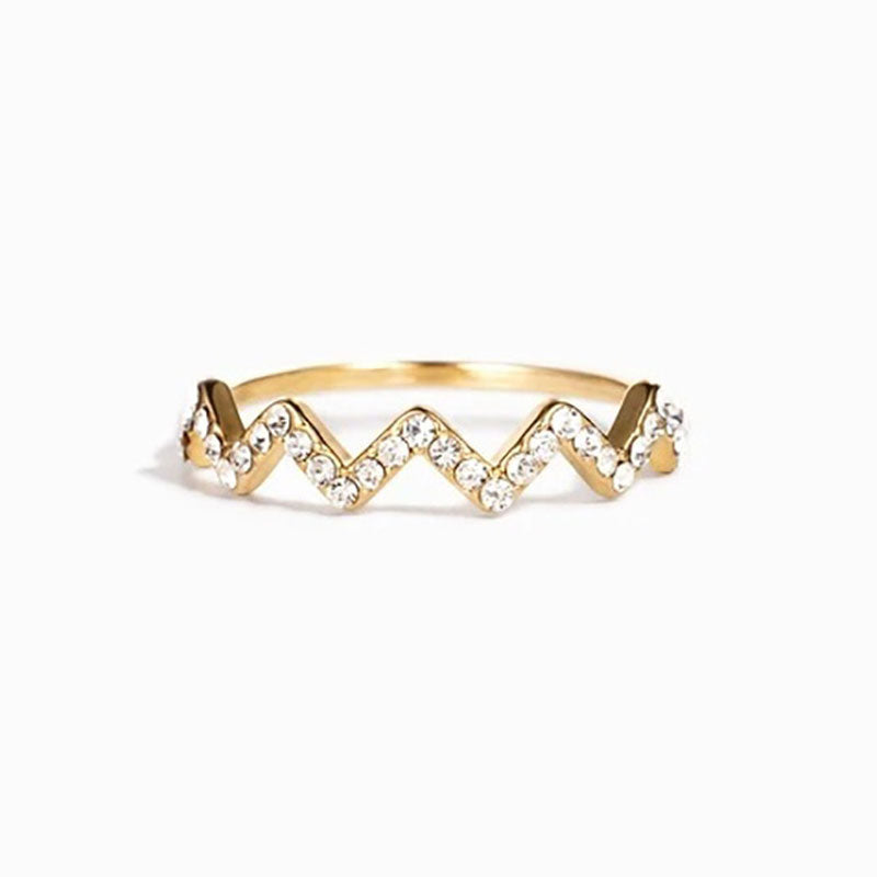 Wavy Allover Rhinestone Ring