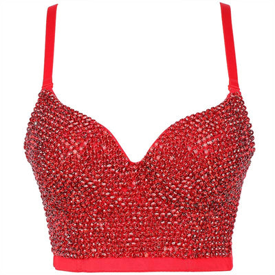 Solid Beaded Rhinestone Decoration Bralette