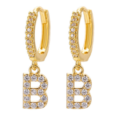 26 Letters Pattern Rhinestone Earrings