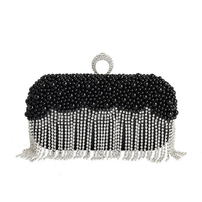 Rhinestone Beaded Tassel Design Evening Bag