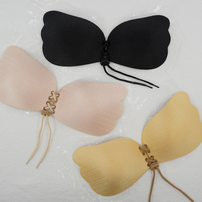 Plain Push Up Lace-up Front Strapless Breast Petals Invisible Cover Bra Pads