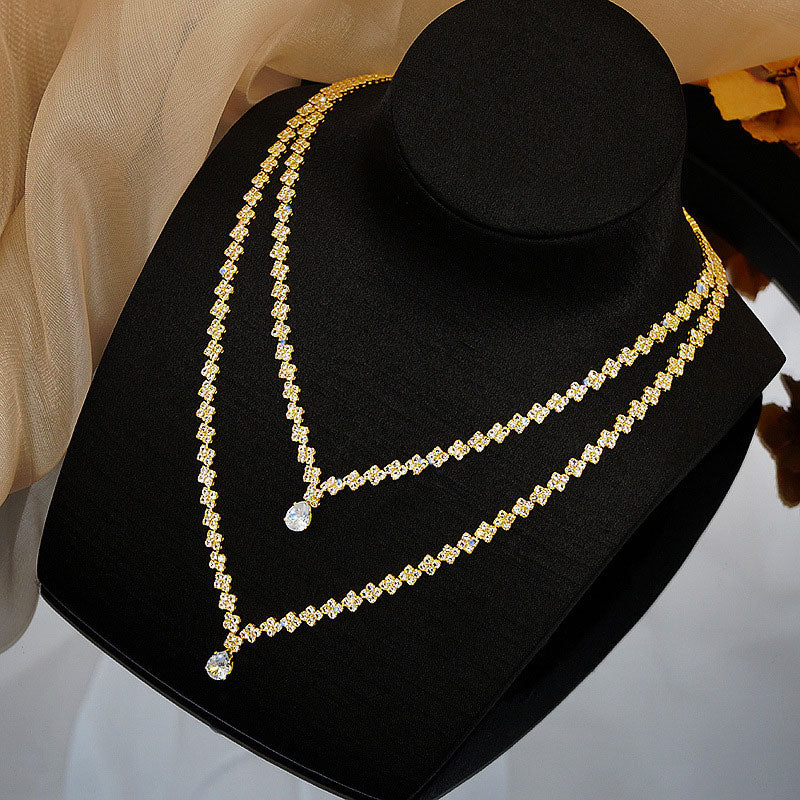 Rhinestone Layered Necklace