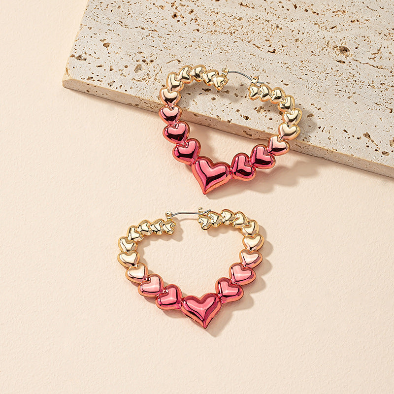 Colorblock Heart Pattern Earrings