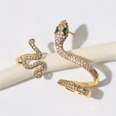 Snake Pattern Studded 2PCS Ear Clips