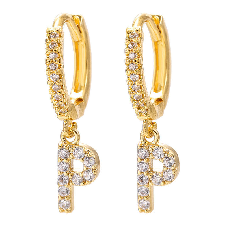 26 Letters Pattern Rhinestone Earrings