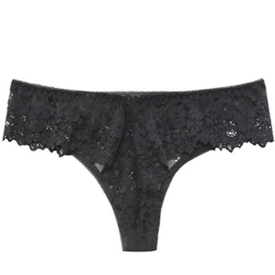 Solid Low Waist Lace Thong