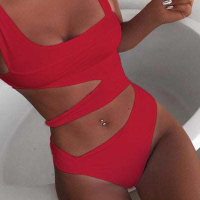 Thin Strap Cutout One Piece Swimsuit