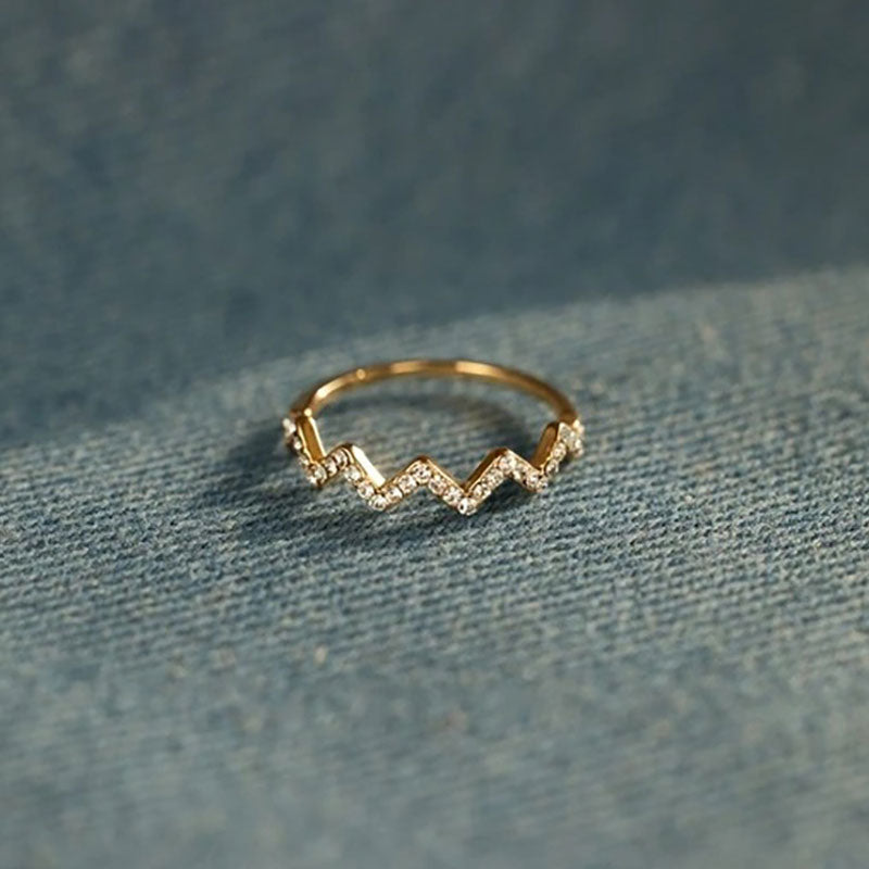 Wavy Allover Rhinestone Ring