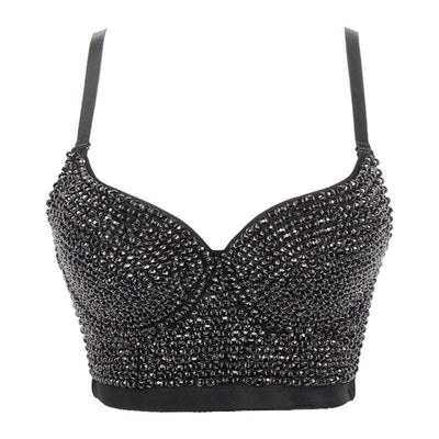 Solid Beaded Rhinestone Decoration Bralette