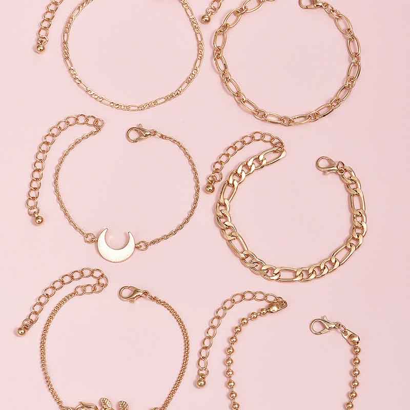 Floral Moon Pattern 6PCS Bracelet Set