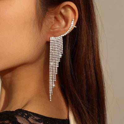 Rhinestone Tassel Design Earrings