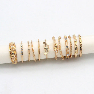 12PCS Eagle Pattern Twisted Rings Set