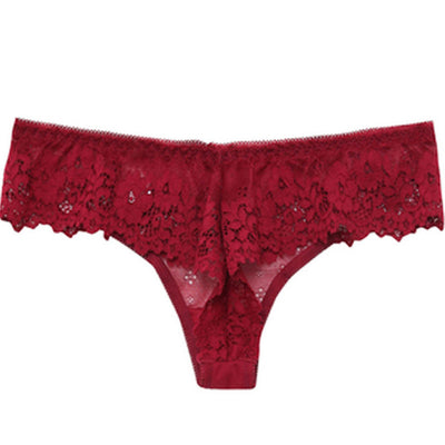 Solid Low Waist Lace Thong