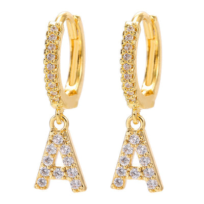 26 Letters Pattern Rhinestone Earrings