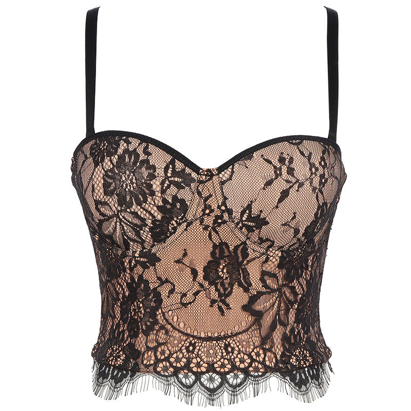 Floral Pattern Lace Corset Top