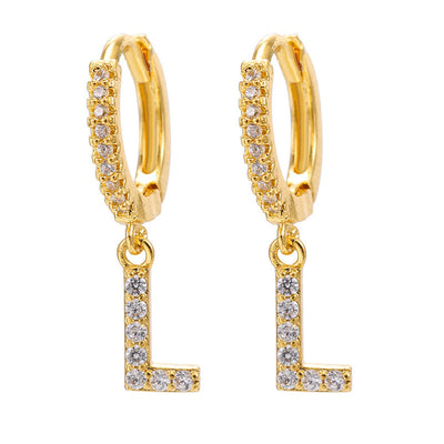 26 Letters Pattern Rhinestone Earrings