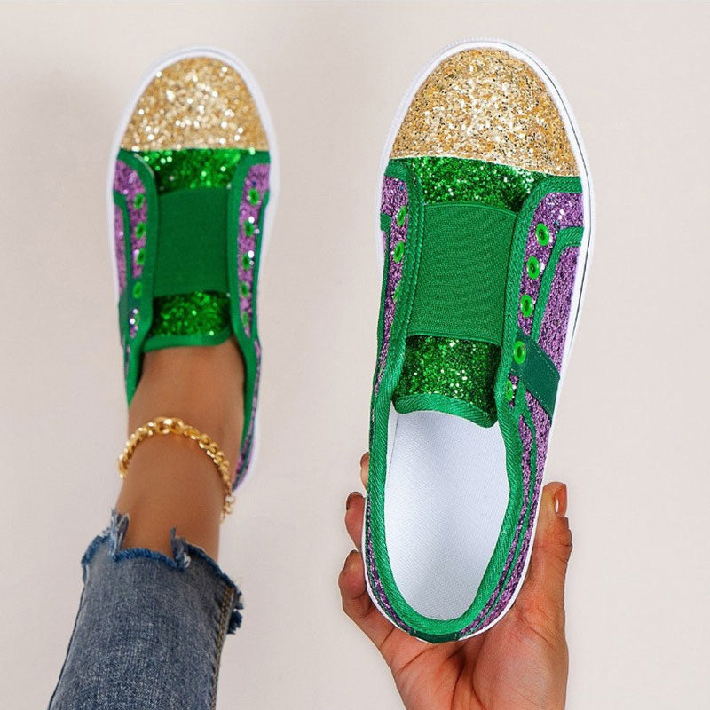 Stylish Colorblock Sequins Sneakers