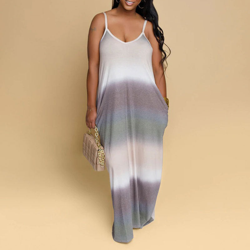 Colorful Sleeveless Loose Maxi Dress