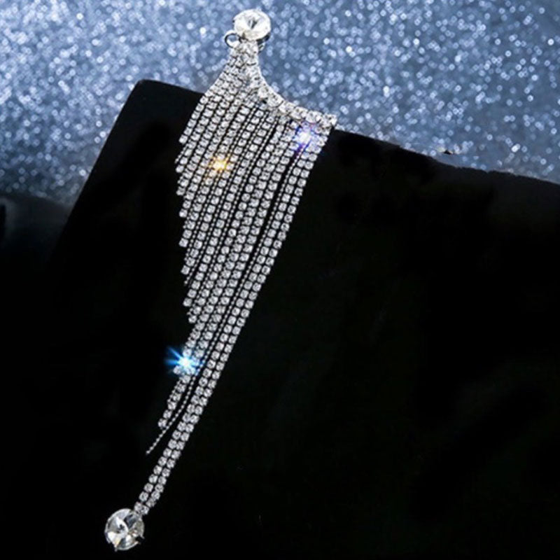 Rhinestone Tassel Design One Earring