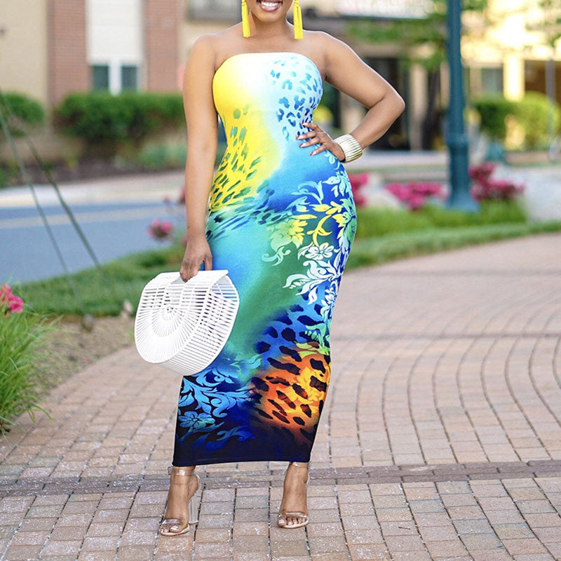 Print Off Shoulder Maxi Dress