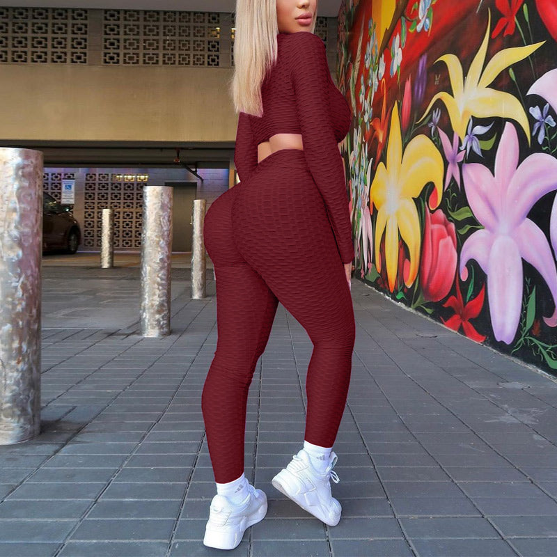 Sports Cutout Long Sleeve Yoga Top & High Waist Pants Set