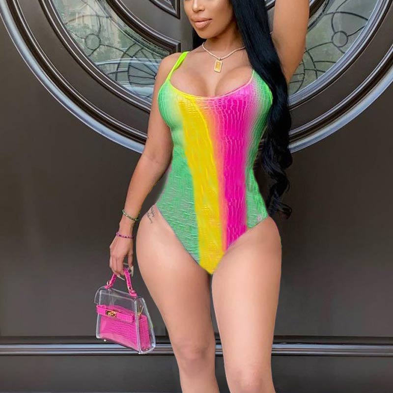 Colorblock Sleeveless One Piece Swimsuit