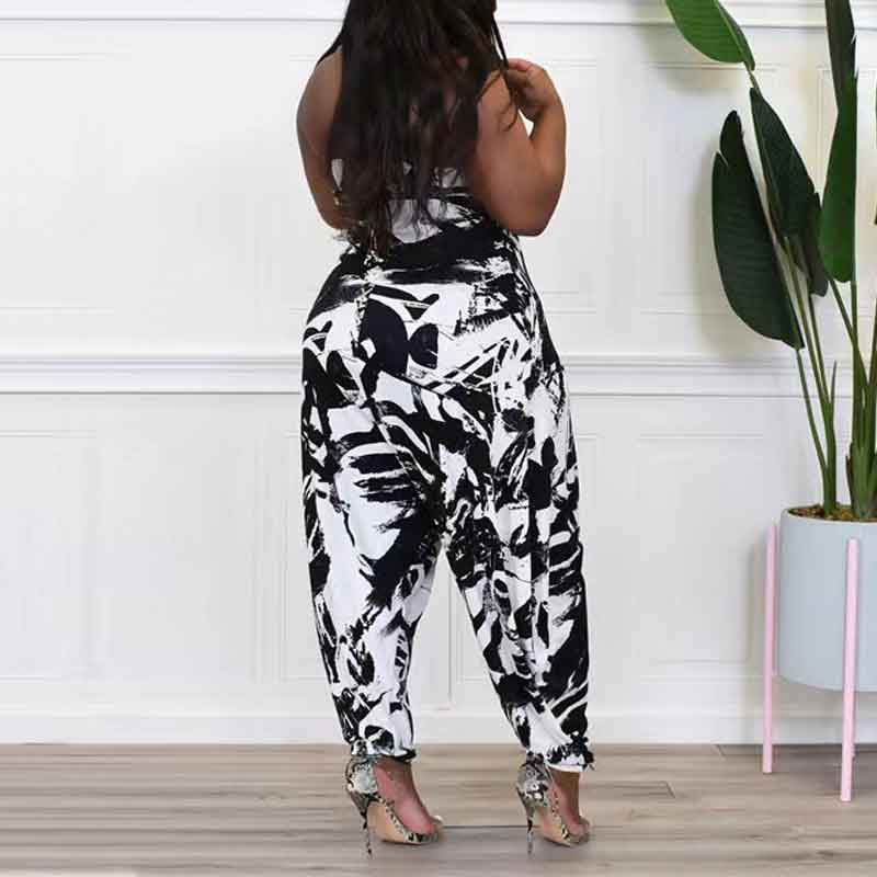 Print Halter Sleeveless Loose Jumpsuit