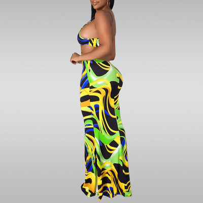 Tie Dye Print Sleeveless Cut Out Maxi Dress