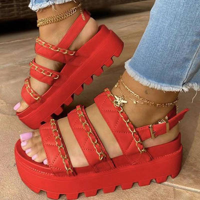 Casual Chain Design Platform Sandals