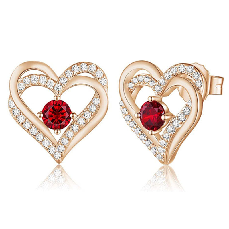 Rhinestone Decoration Heart Pattern Earrings