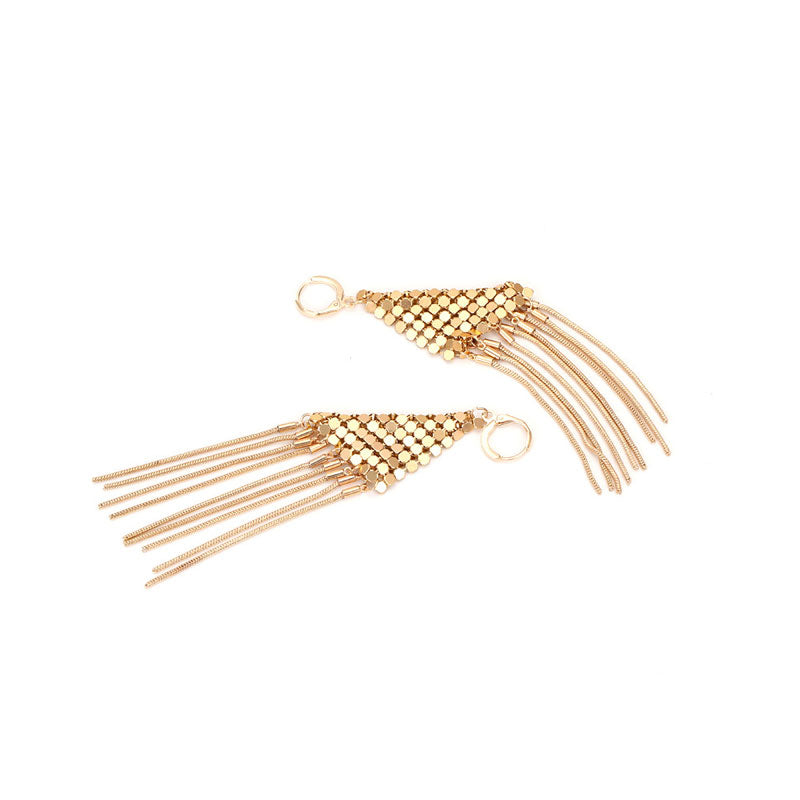 Solid Hollow Out Tassel Design Drop Earrings