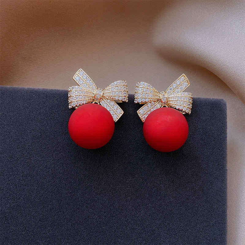 Rhinestone Bowknot Decoration Earrings