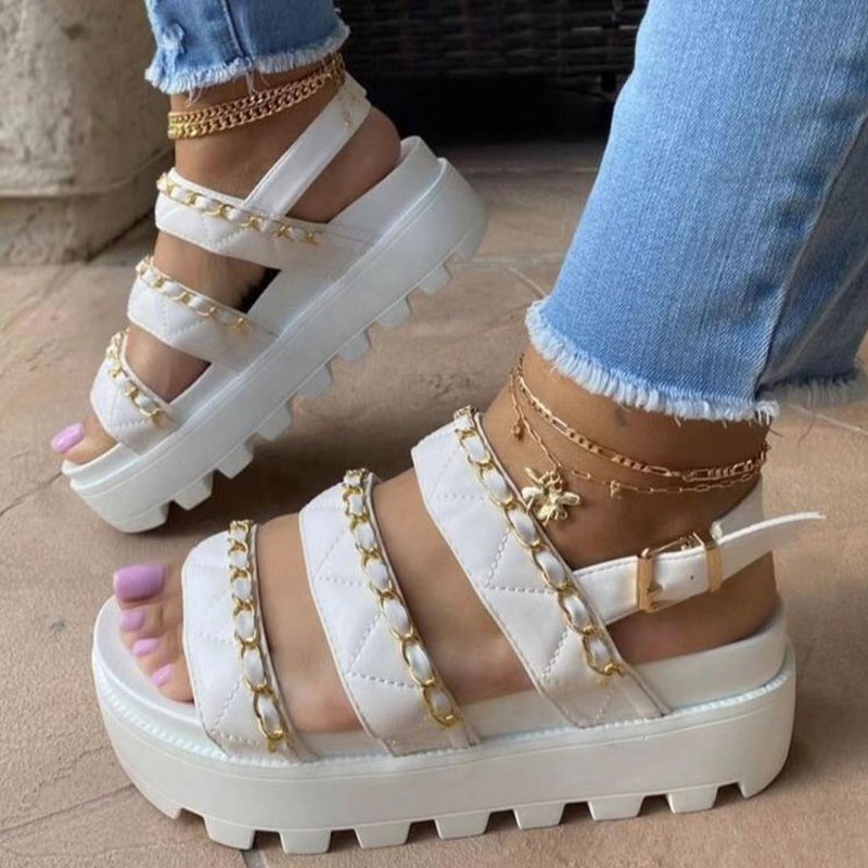 Casual Chain Design Platform Sandals