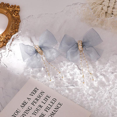 Bowknot Pattern Tassel Design Drop Earrings