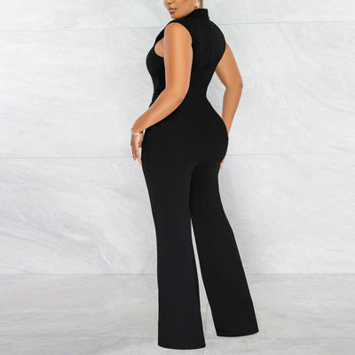 Solid Sleeveless Hollow Out Tied Jumpsuit