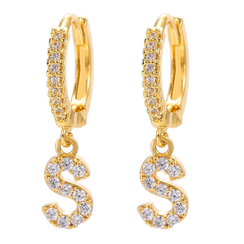 26 Letters Pattern Rhinestone Earrings