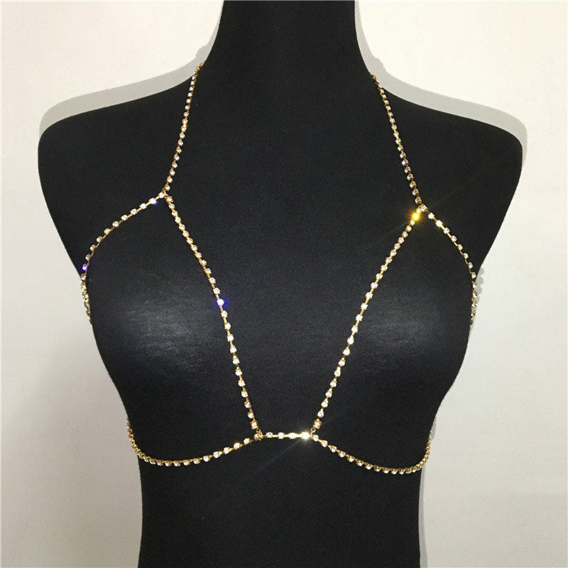 Rhinestone Halter Cutout Body Chain