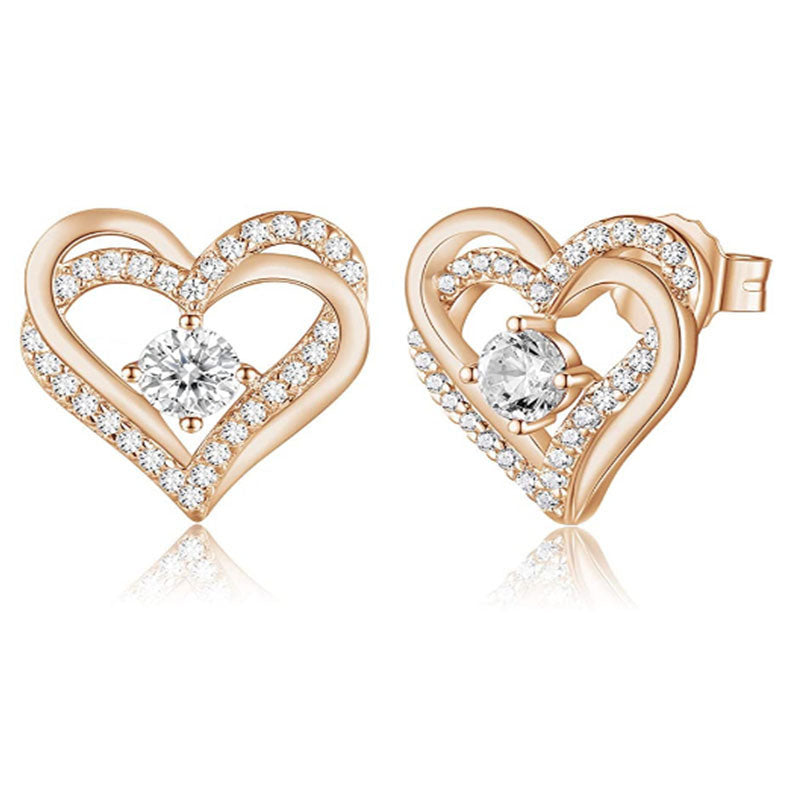 Rhinestone Decoration Heart Pattern Earrings