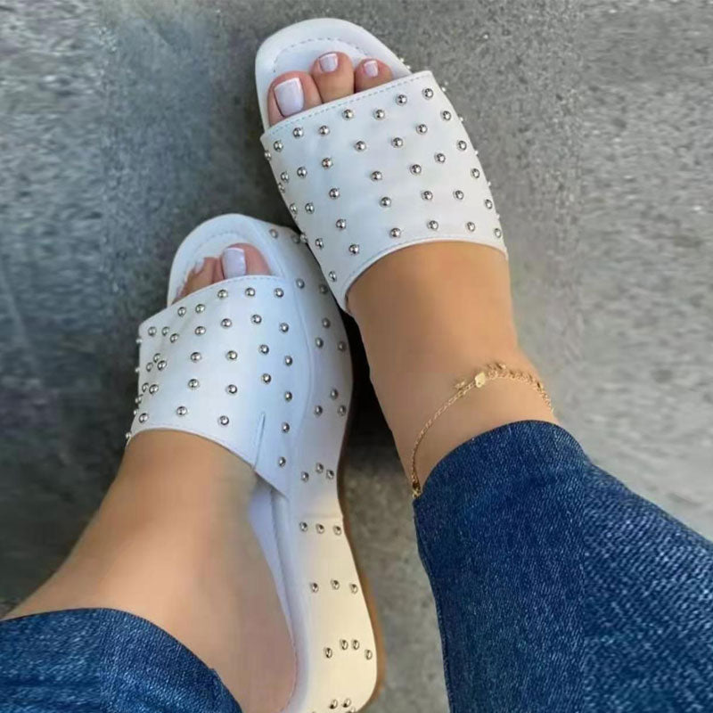 Rivet Decoration Platform Sandals