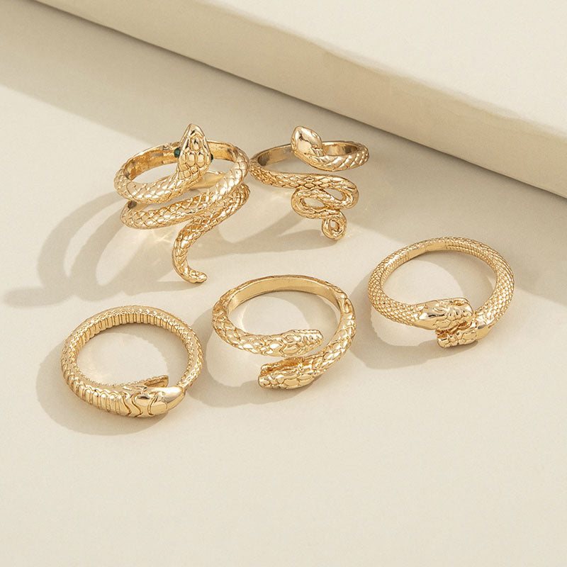 Snake Pattern 5PCS Rings Set