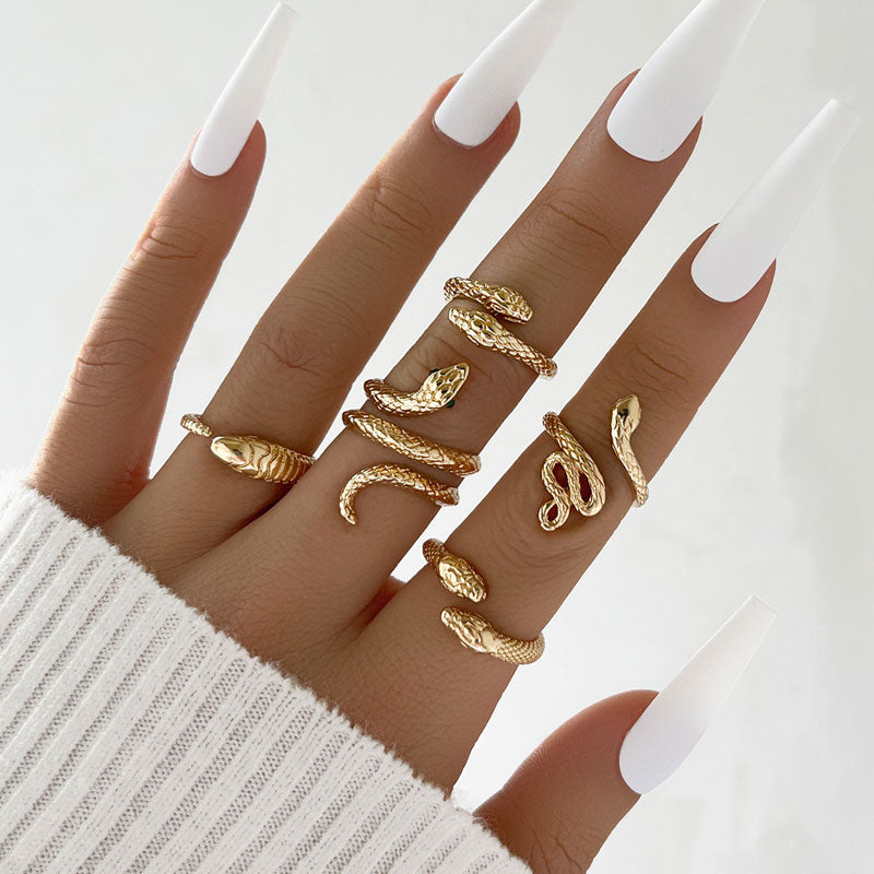 Snake Pattern 5PCS Rings Set