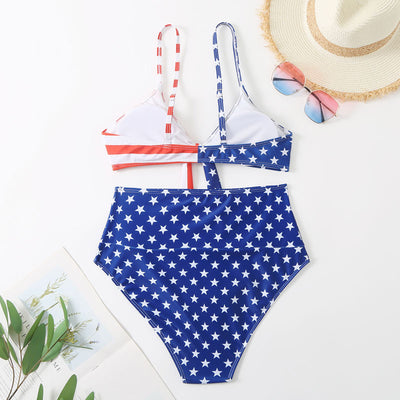 Flag Print 2PCS Bikini Set