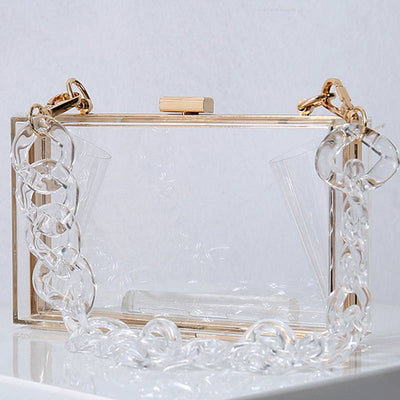 Transparent Chains Decoration Acrylic Handbag